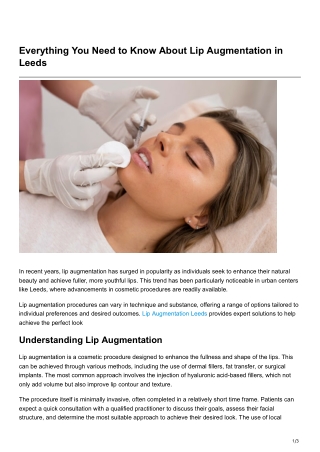 Everything You Need to Know About Lip Augmentation in Leeds