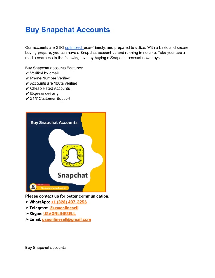 buy snapchat accounts our accounts