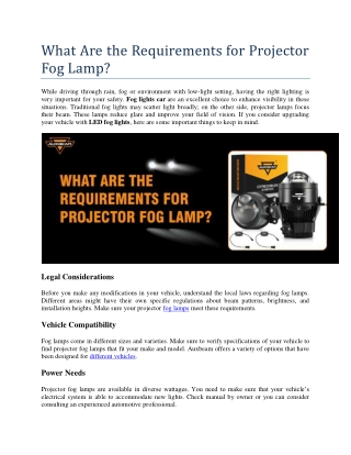 What Are the Requirements for Projector Fog Lamp