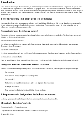 Boîte sur mesure : un atout pour le e-commerce.