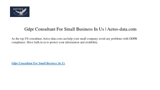 gdpr consultant for small business in us aetos