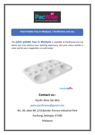 Paint Palette Tray In Malaysia  Pacificwise.com.my