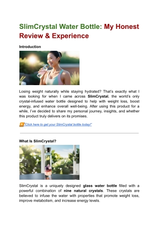 SlimCrystal Water Bottle- My Honest Review & Experience
