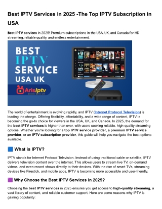 Best IPTV Services in 2025 - The Top IPTV Subscription in USA