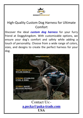 high quality custom dog harness for ultimate