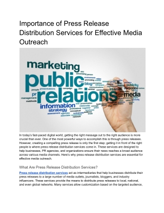 Importance of Press Release Distribution Services for Effective Media Outreach