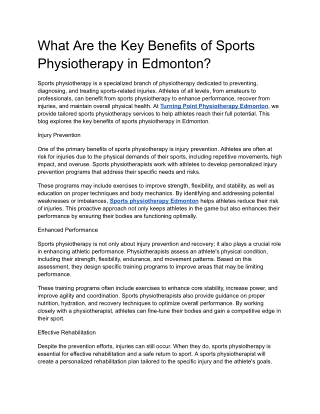 What Are the Key Benefits of Sports Physiotherapy in Edmonton