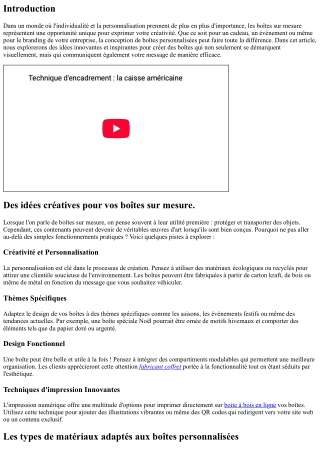 Des idées créatives pour vos boîtes sur mesure.