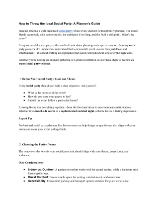 How to Throw the Ideal Social Party_ A Planner's Guide