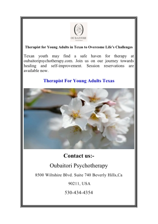 Therapist for Young Adults in Texas to Overcome Life’s Challenges