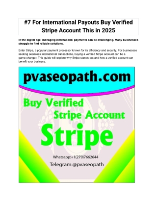 #7 For International Payouts Buy Verified Stripe Account This in 2025