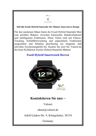 stilvolle fossile hybrid smartuhr f r m nner