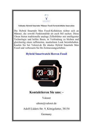 schlanke hybrid smartuhr m nner fossil