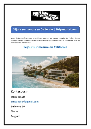 Séjour sur mesure en Californie  Stripandsurf