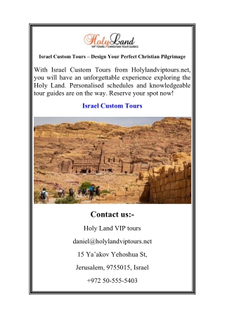 Israel Custom Tours – Design Your Perfect Christian Pilgrimage