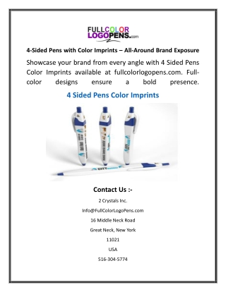 4Sided Pens with Color Imprints – All-Around Brand Exposure