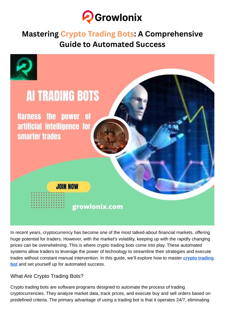 mastering crypto trading bots a comprehensive