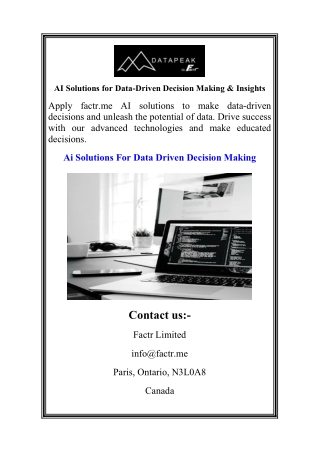 AI Solutions for Data-Driven Decision Making & Insights