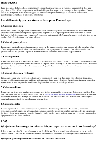 Les différents types de caisses en bois pour l'emballage