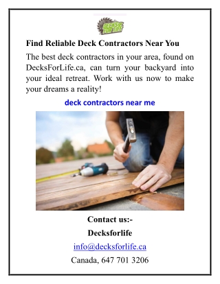 Find Reliable Deck Contractors Near You