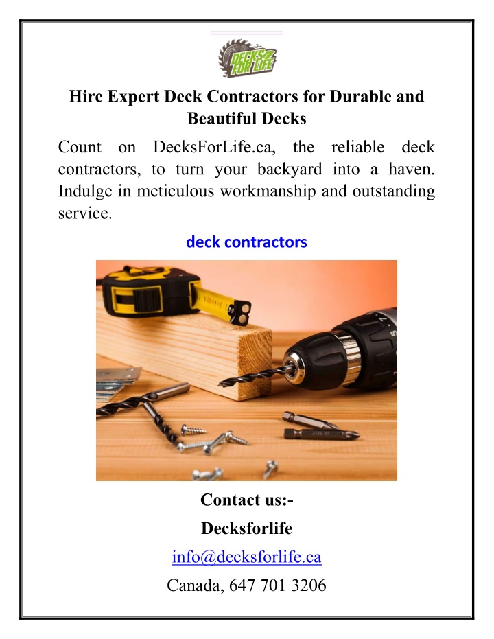 hire expert deck contractors for durable