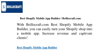 Best Shopify Mobile App Builder  Brillocraft.com