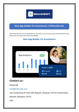 Best App Builder For Ecommerce  Brillocraft