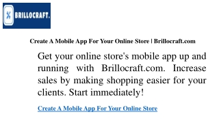 Create A Mobile App For Your Online Store  Brillocraft.com