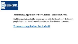 Ecommerce App Builder For Android  Brillocraft.com