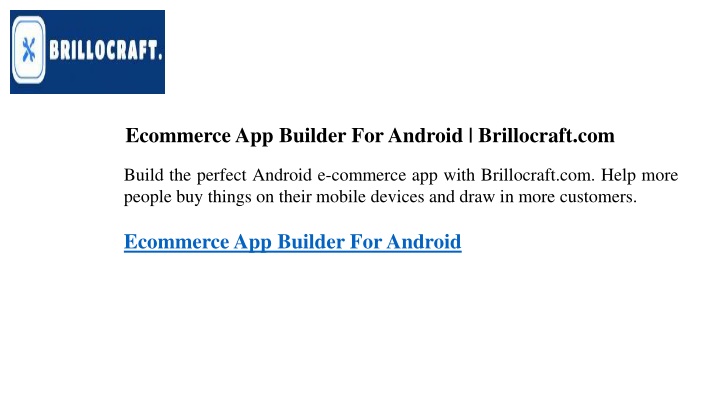 ecommerce app builder for android brillocraft com