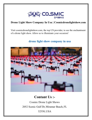 Drone Light Show Company In Usa Cosmicdronelightshow.com