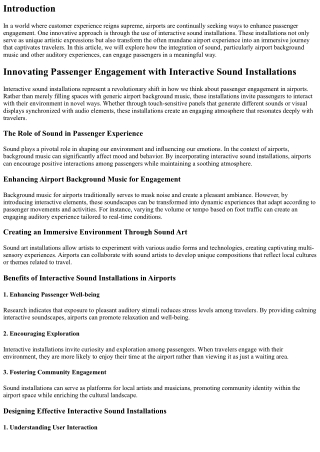 Innovating Passenger Engagement with Interactive Sound Installations