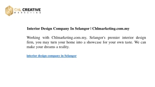 Interior Design Company In Selangor Chlmarketing.com.my