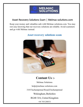 Asset Recovery Solutions Scam  Melmac-solutions.com