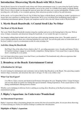 MGA Travel's Top 10 Must-See Spots in Myrtle Beach