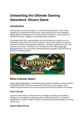 unleashing the ultimate gaming adventure diuwin