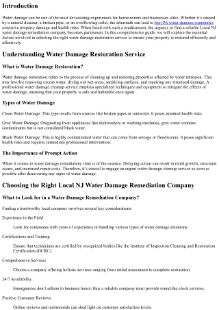 Choosing the Right Local NJ Water Damage Remediation Company