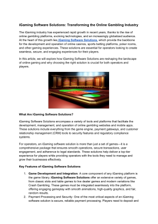 igaming software solutions transforming