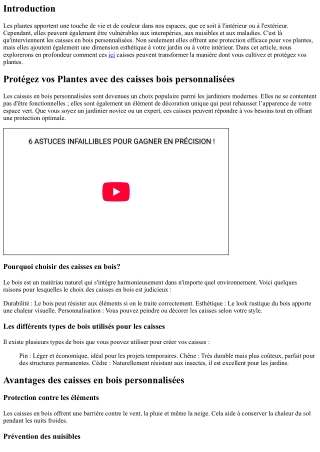 Protégez vos Plantes avec des caisses bois personnalisées