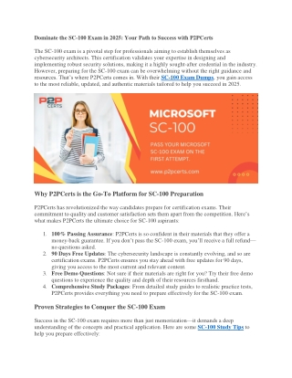 Unlock Your Potential: Pass the SC-100 Exam with P2PCerts