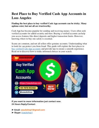 Best Place to Buy Verified Cash App Accounts in Loss Angeles