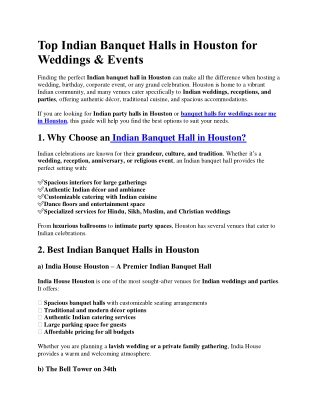 Top Indian Banquet Halls in Houston for Weddings