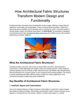 How Architectural Fabric Structures Transform Modern Design and Functionality