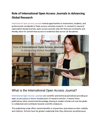 role of international open access journals