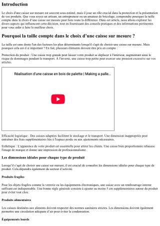 Pourquoi la taille compte dans le choix d’une caisse sur mesure ?