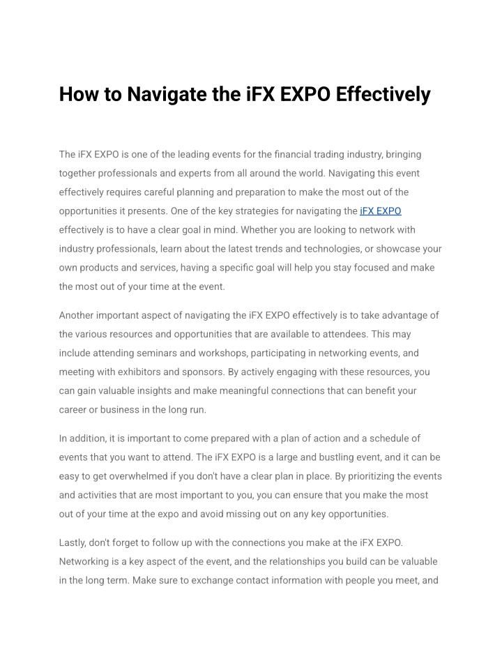 how to navigate the ifx expo effectively