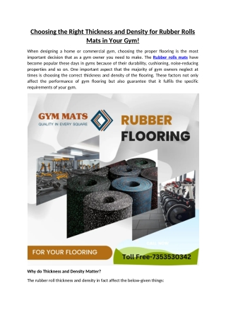 Choosing the Right Thickness and Density for Rubber Rolls Mats in Your Gym!