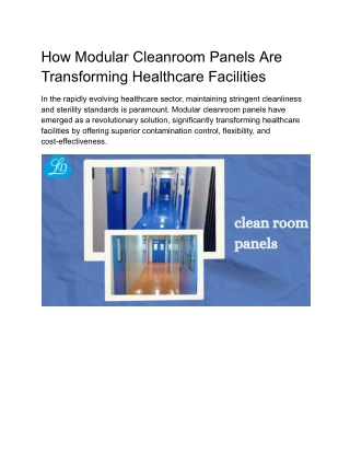 How Modular Cleanroom Panels Are Transforming Healthcare Facilities