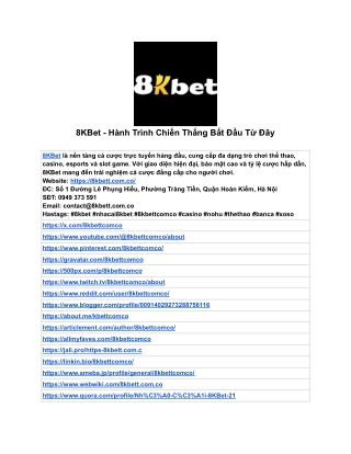 8KBet - Hành Trình Chiến Thắng Bắt Đầu Từ Đây