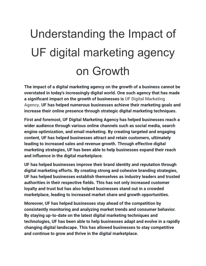 understanding the impact of uf digital marketing